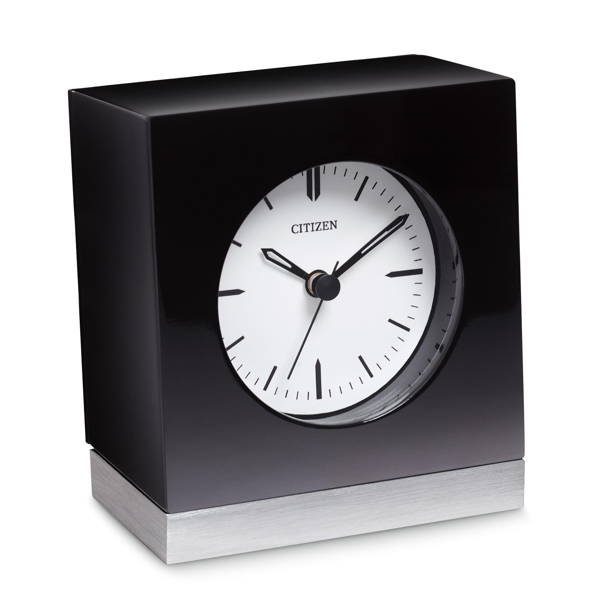 Citizen Square Desk Clock with Black Circular Dial Indigo Summit